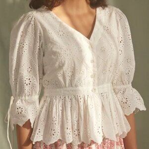 EUC Daydress Priyanka Blouse White Broiderie Anglaise Size S